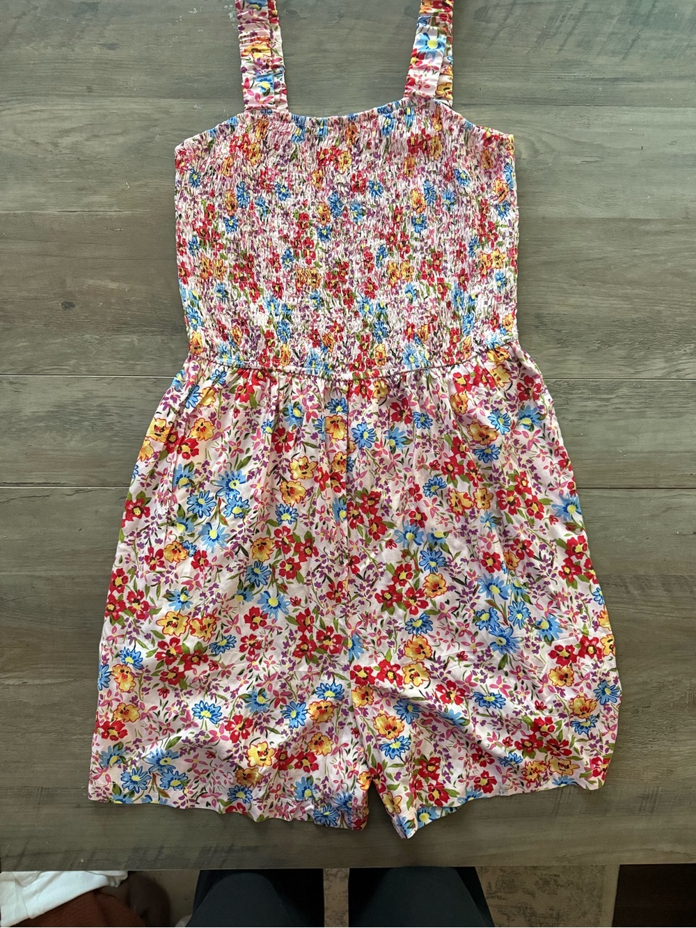 Girls' Floral Smocked Romper - Pink Floral